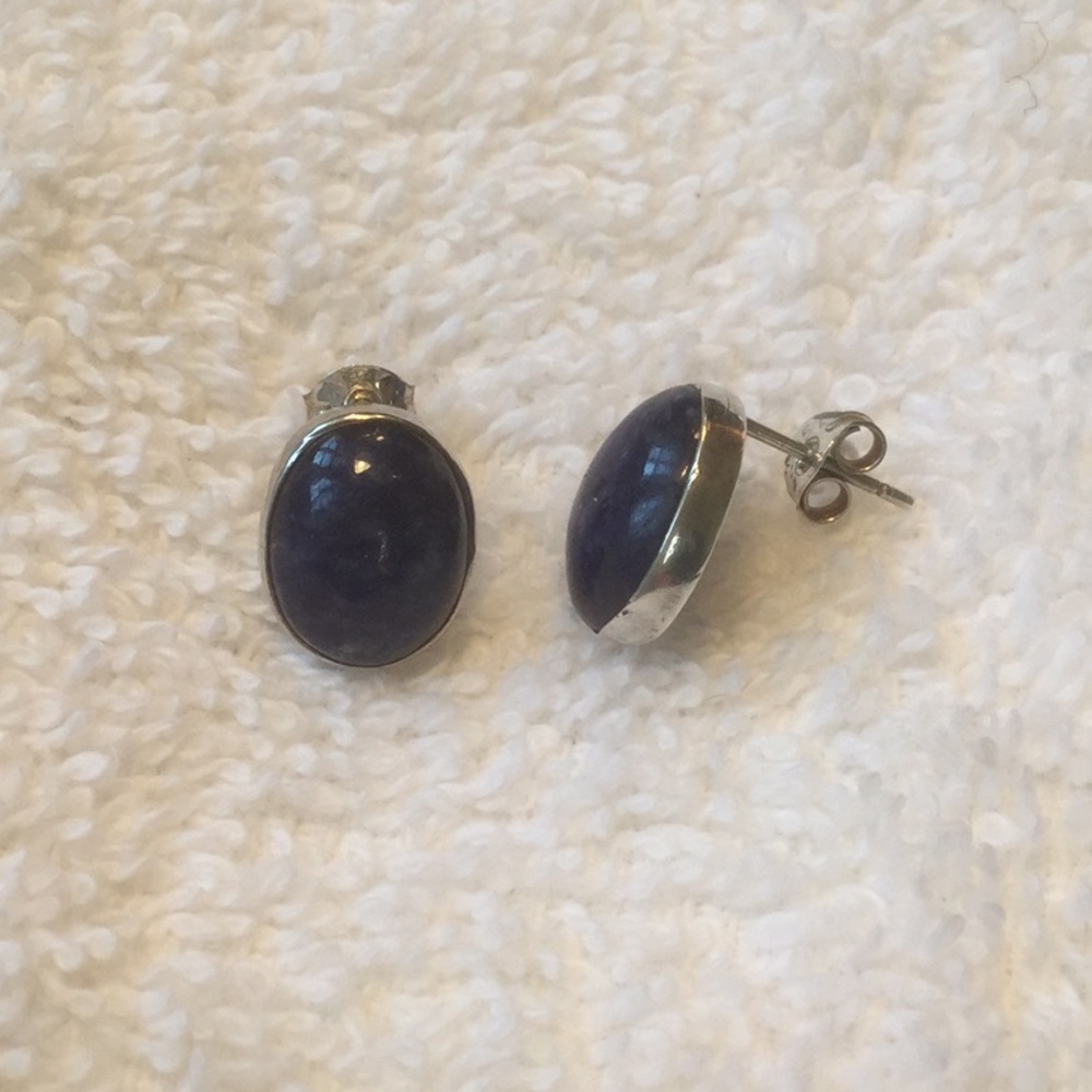 Beautiful Lapis Sterling Silver Post Earrings